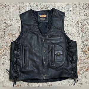 Vintage Easy riders Motorcycle Leather Vest Jacket size XL black
